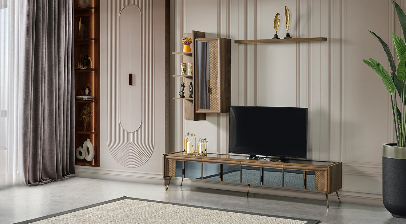 Retro Ceviz Tv Ünitesi TV Ünitesi