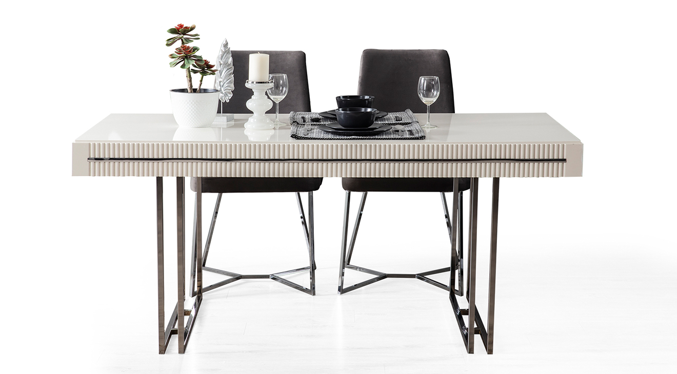 Aspendos Gümüş Metal Ayaklı Yemek Odası Takımı Yemek Odası