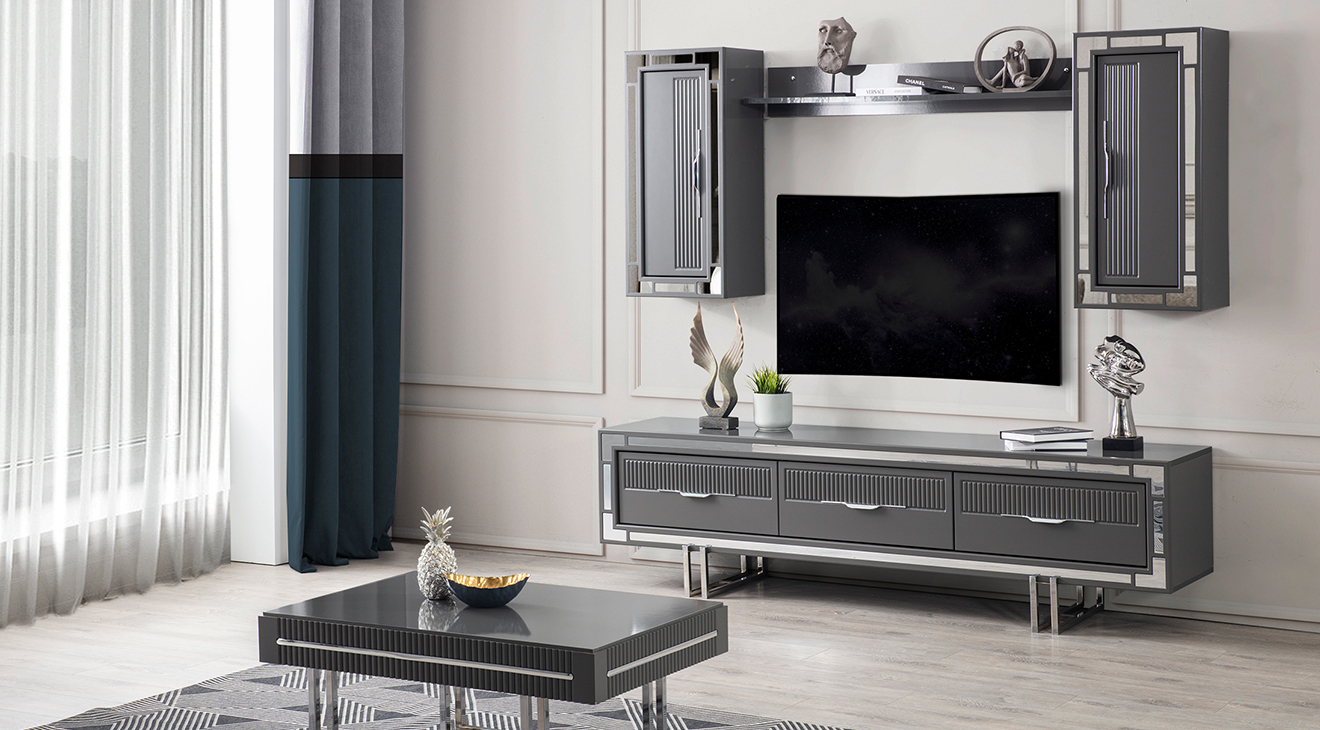 Sedef Metal Ayaklı Tv Ünitesi TV Ünitesi