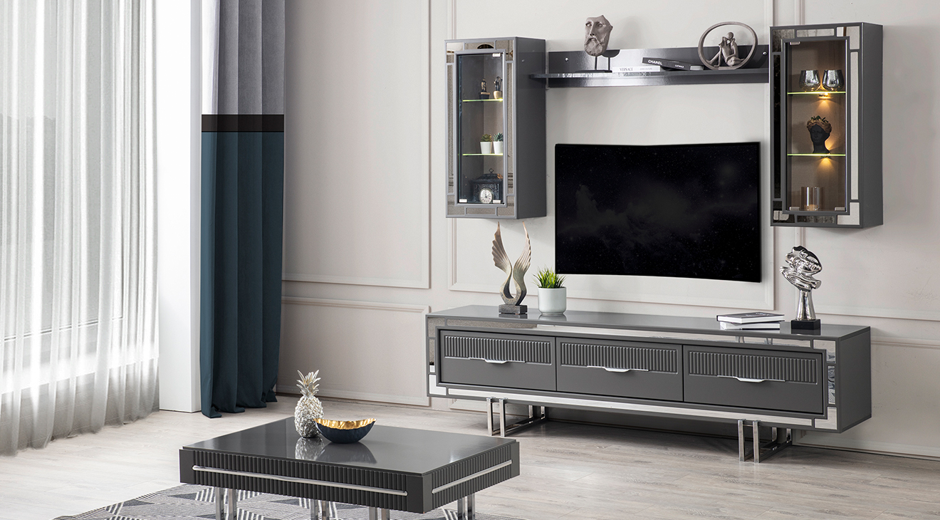 Sedef Metal Ayaklı Tv Ünitesi TV Ünitesi