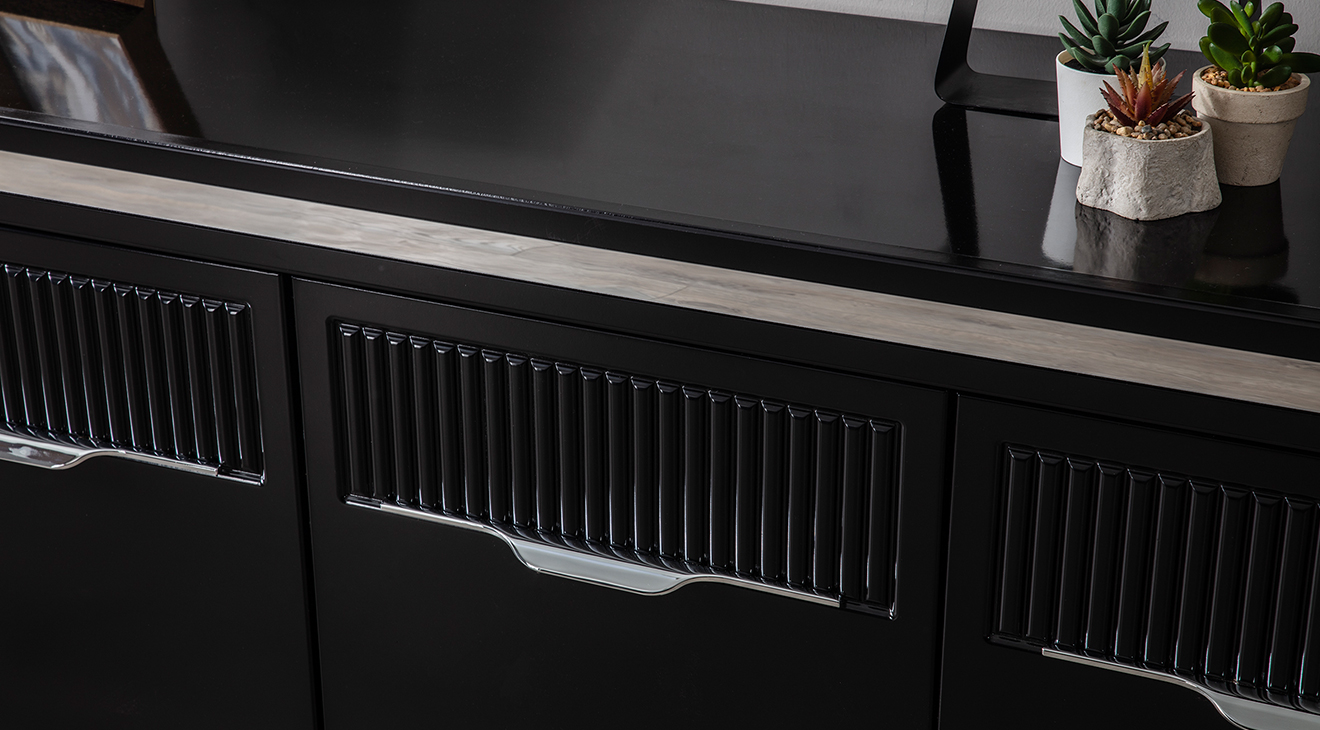 Sedef Metal Ayaklı Yemek Odası Takımı (Siyah) Yemek Odası