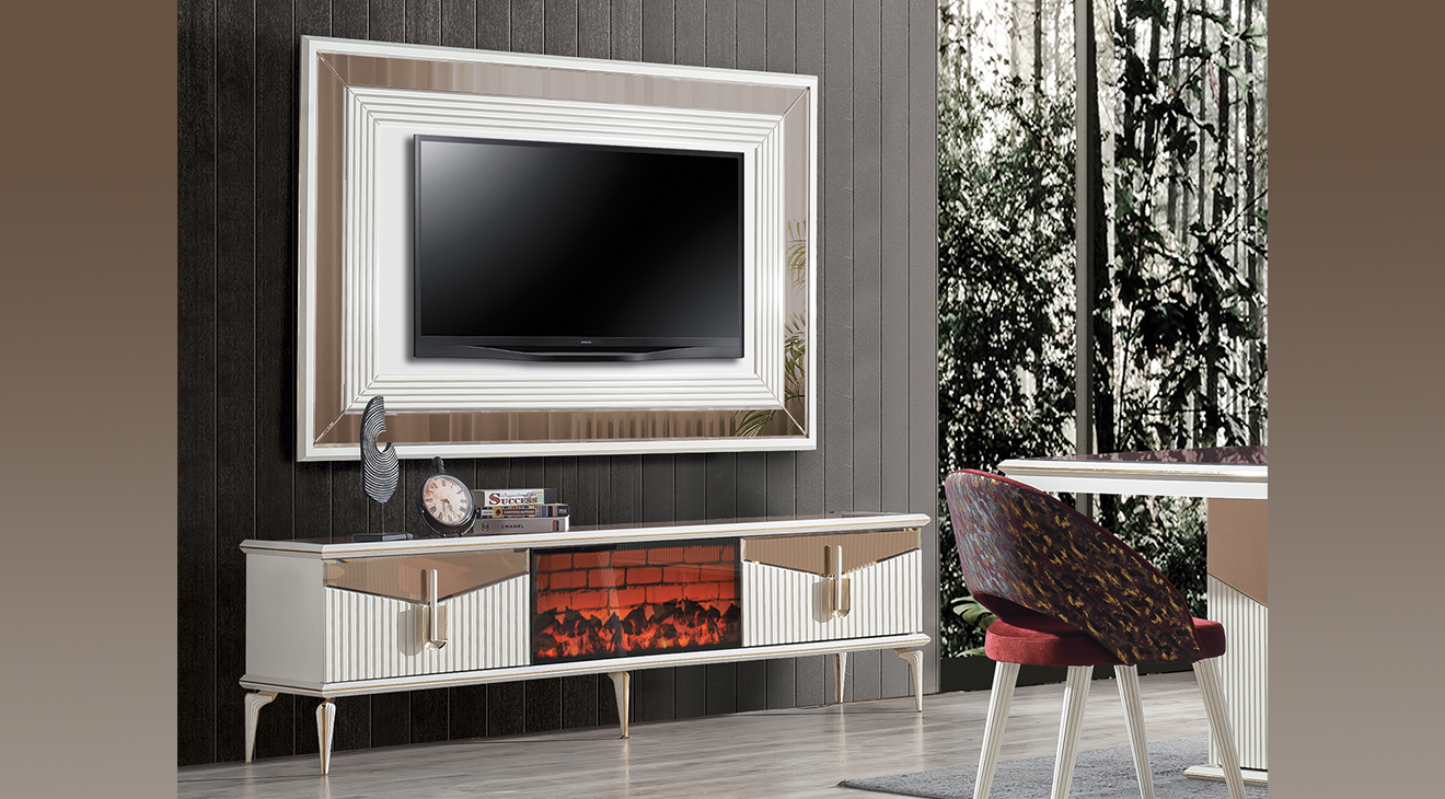 Side Şömineli Modern Tv Ünitesi TV Ünitesi