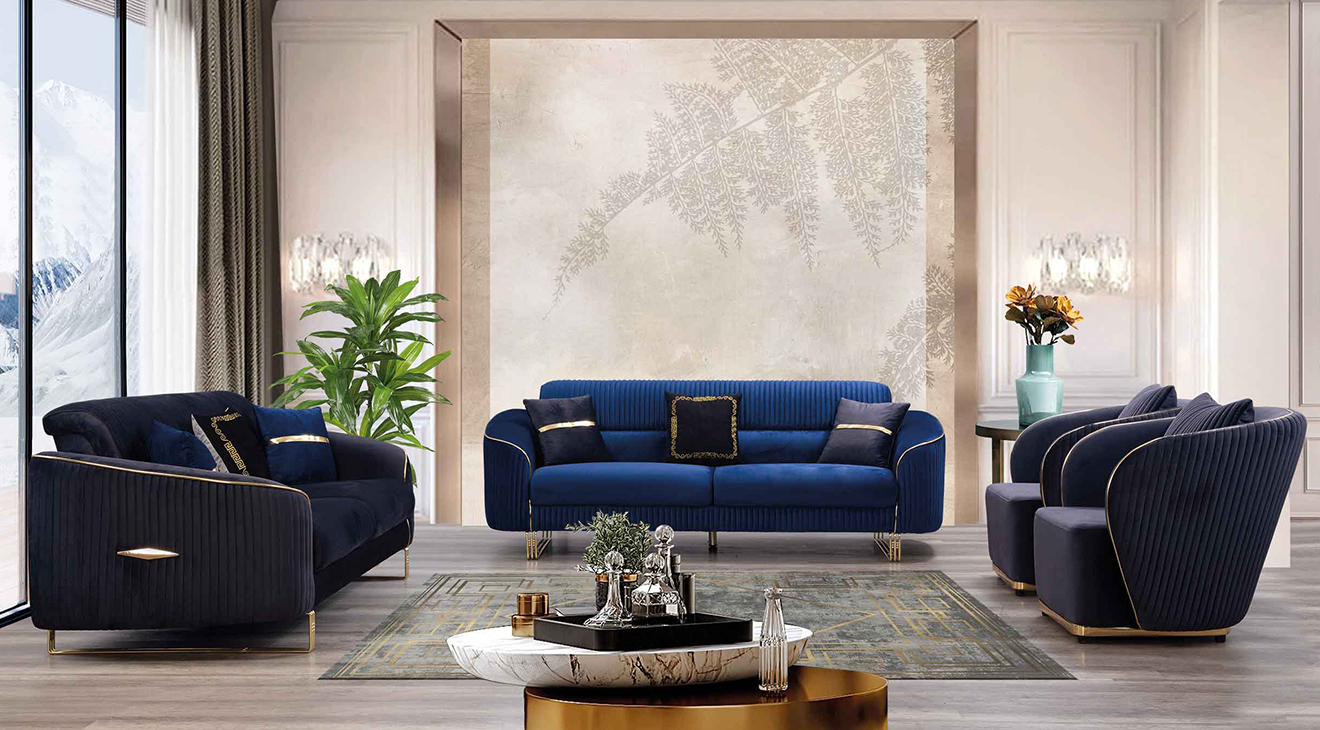 Lotus Gold Metal Ayaklı Yataklı Koltuk Takımı 2 Yataklı Koltuk Takımları