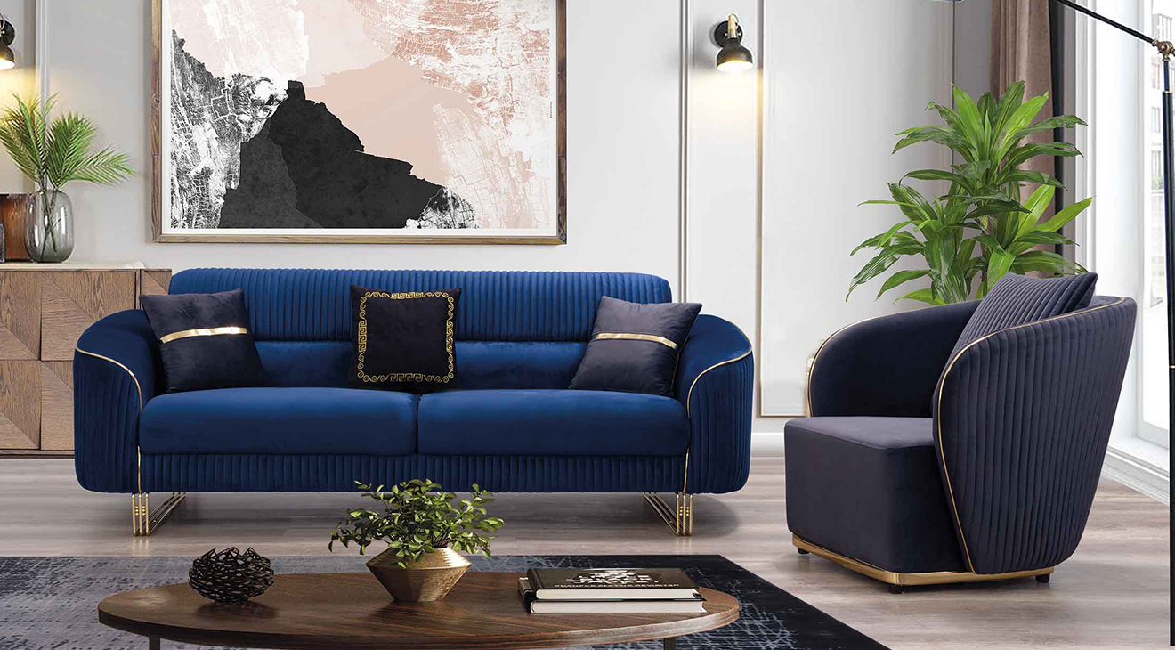 Lotus Gold Metal Ayaklı Yataklı Koltuk Takımı 2 Yataklı Koltuk Takımları