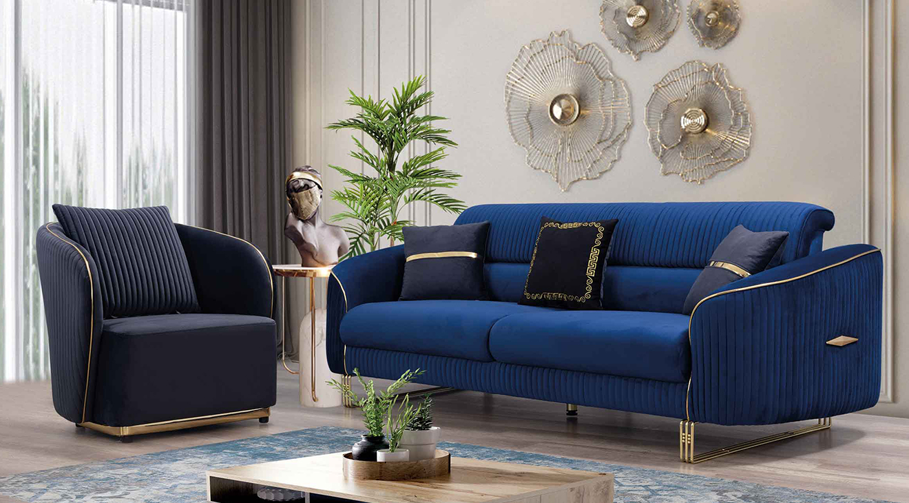 Lotus Gold Metal Ayaklı Yataklı Koltuk Takımı 2 Yataklı Koltuk Takımları