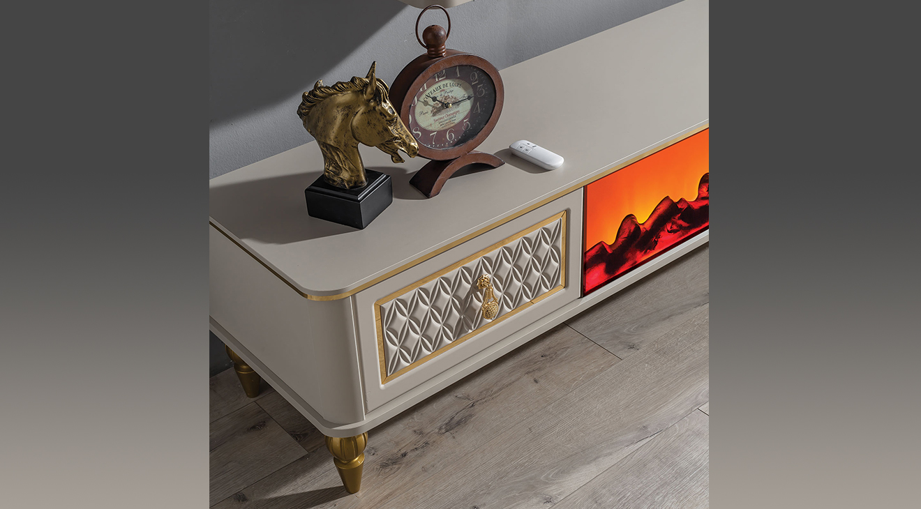 Kristal Şömineli Tv Ünitesi TV Ünitesi