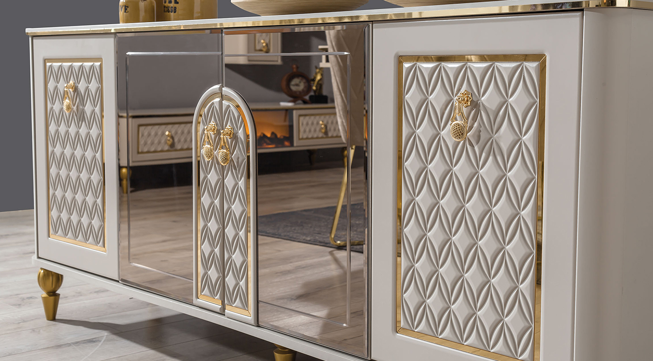 Kristal Gold Metal Ayaklı Yemek Odası Takımı Yemek Odası