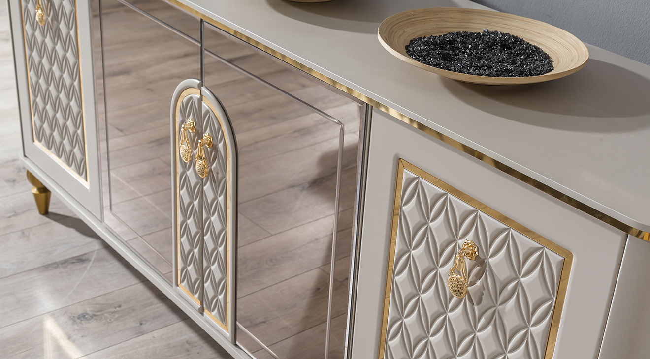 Kristal Gold Metal Ayaklı Yemek Odası Takımı Yemek Odası