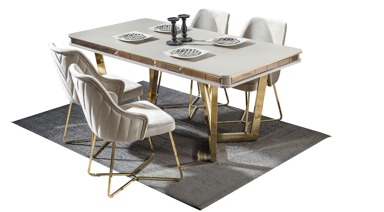 Kristal Gold Metal Ayaklı Yemek Odası Takımı Yemek Odası