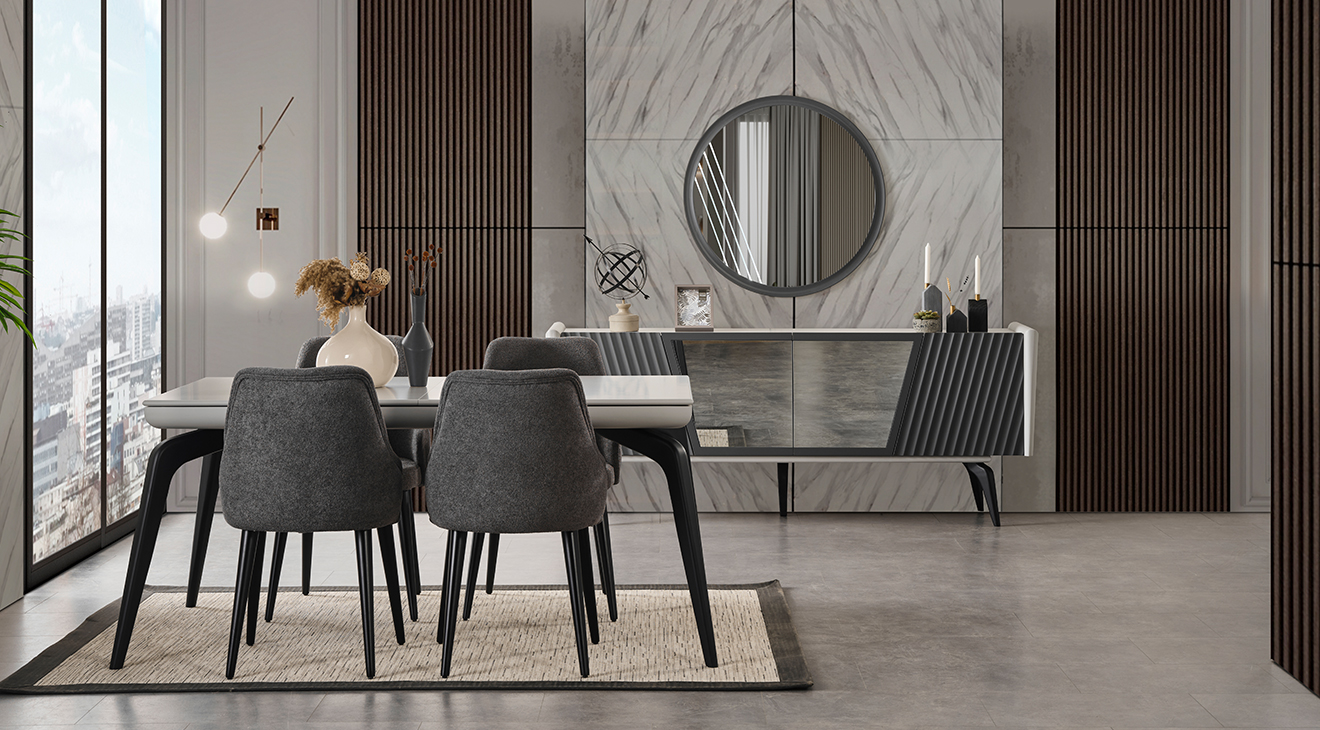 Gloria Ahşap Ayaklı Yemek Odası Takımı Yemek Odası