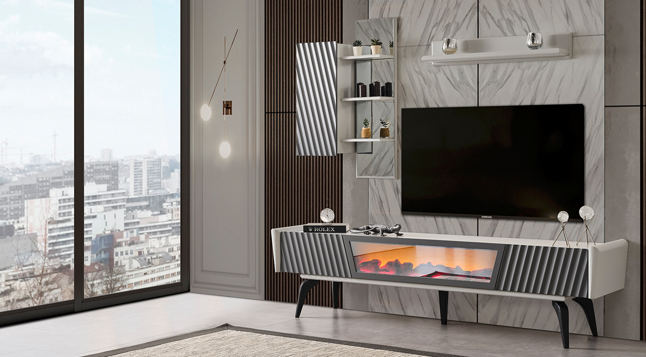 Gloria Şömineli Tv Ünitesi TV Ünitesi