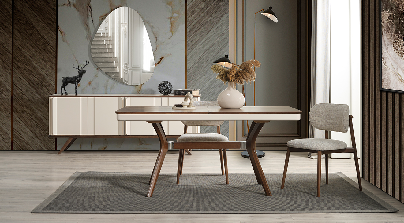 Oslo Ahşap Ayaklı Modern Yemek Odası Takımı Yemek Odası