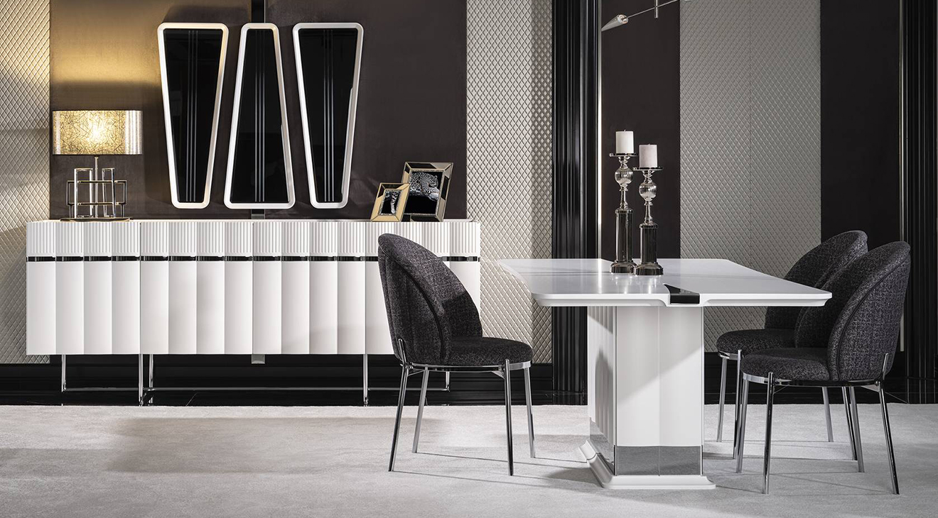 Aqua Metal Ayaklı Yemek Odası Takımı Yemek Odası