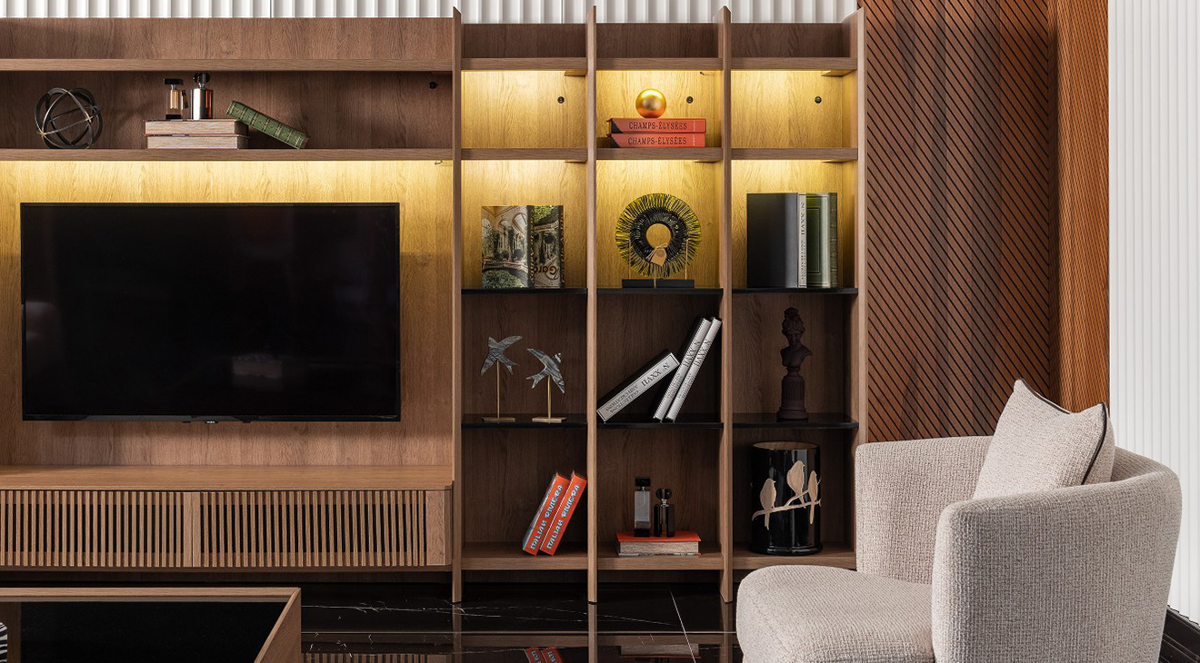 Lizbon Ceviz Kitaplıklı Tv Ünitesi TV Ünitesi