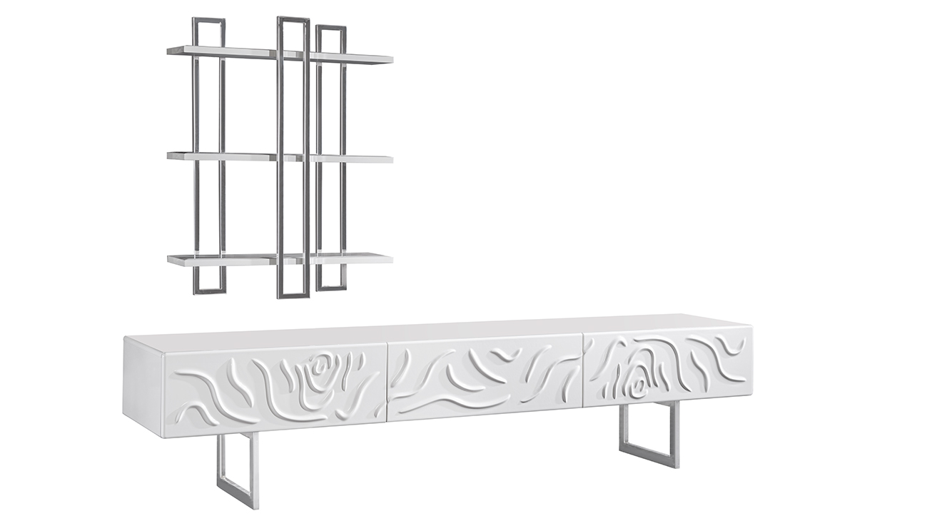 Parma Gümüş Metal Ayaklı Tv Ünitesi TV Ünitesi