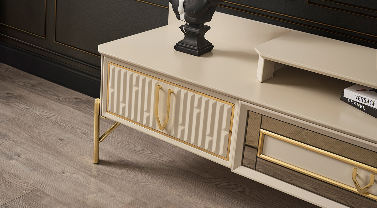 Bahar Gold Metal Ayaklı Tv Ünitesi TV Ünitesi