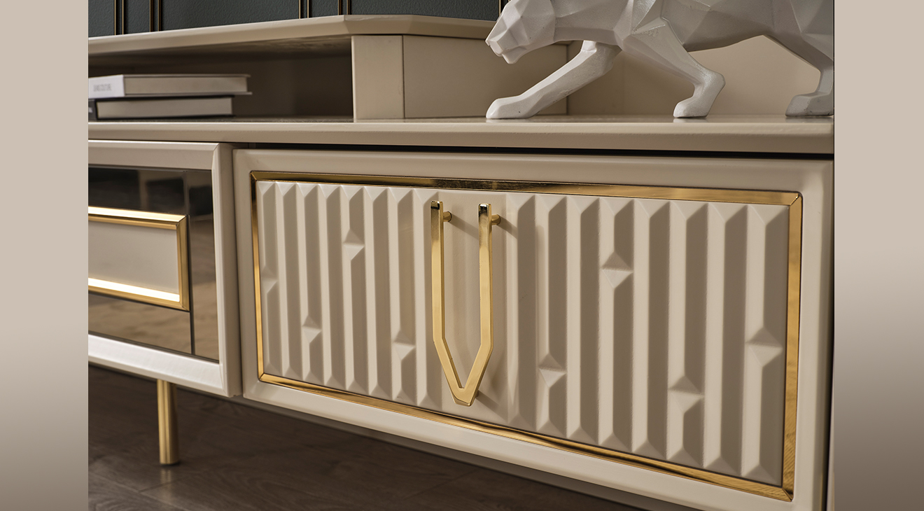 Bahar Gold Metal Ayaklı Tv Ünitesi TV Ünitesi