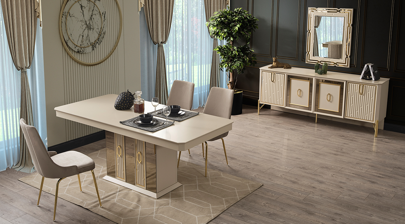 Bahar Gold Metal Ayaklı Yemek Odası Takımı Yemek Odası