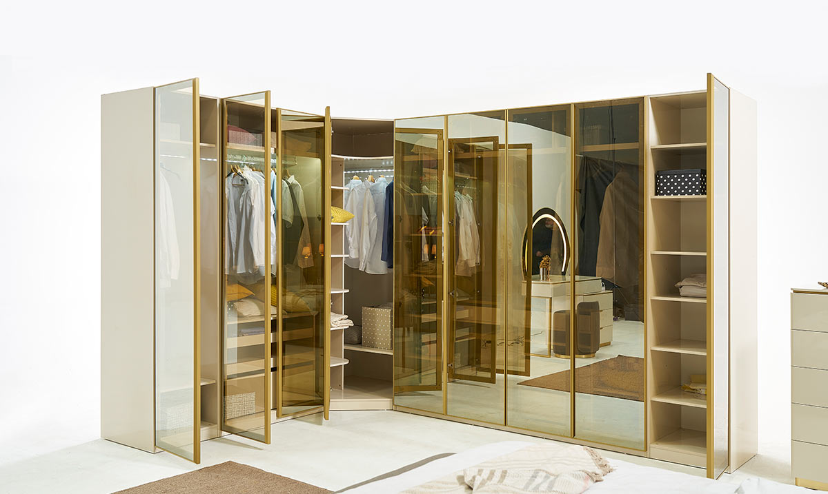 Kapadokya Köşe Dolaplı Yatak Odası Takımı Giyinme Odası