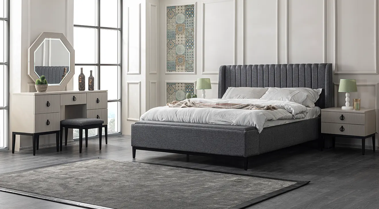 Defne 6 Kapaklı Yatak Odası Takımı (Temperli Cam) Yatak Odası