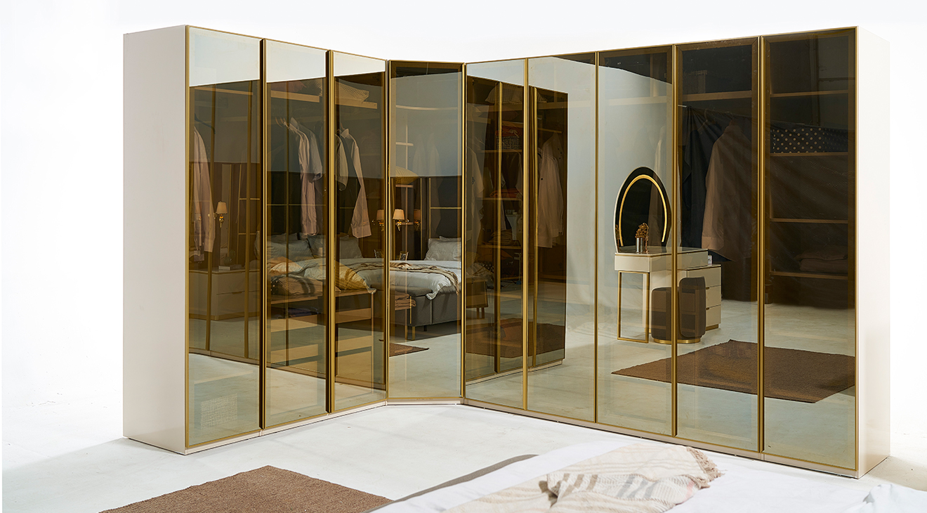 Kapadokya Köşe Dolaplı Yatak Odası Takımı Giyinme Odası