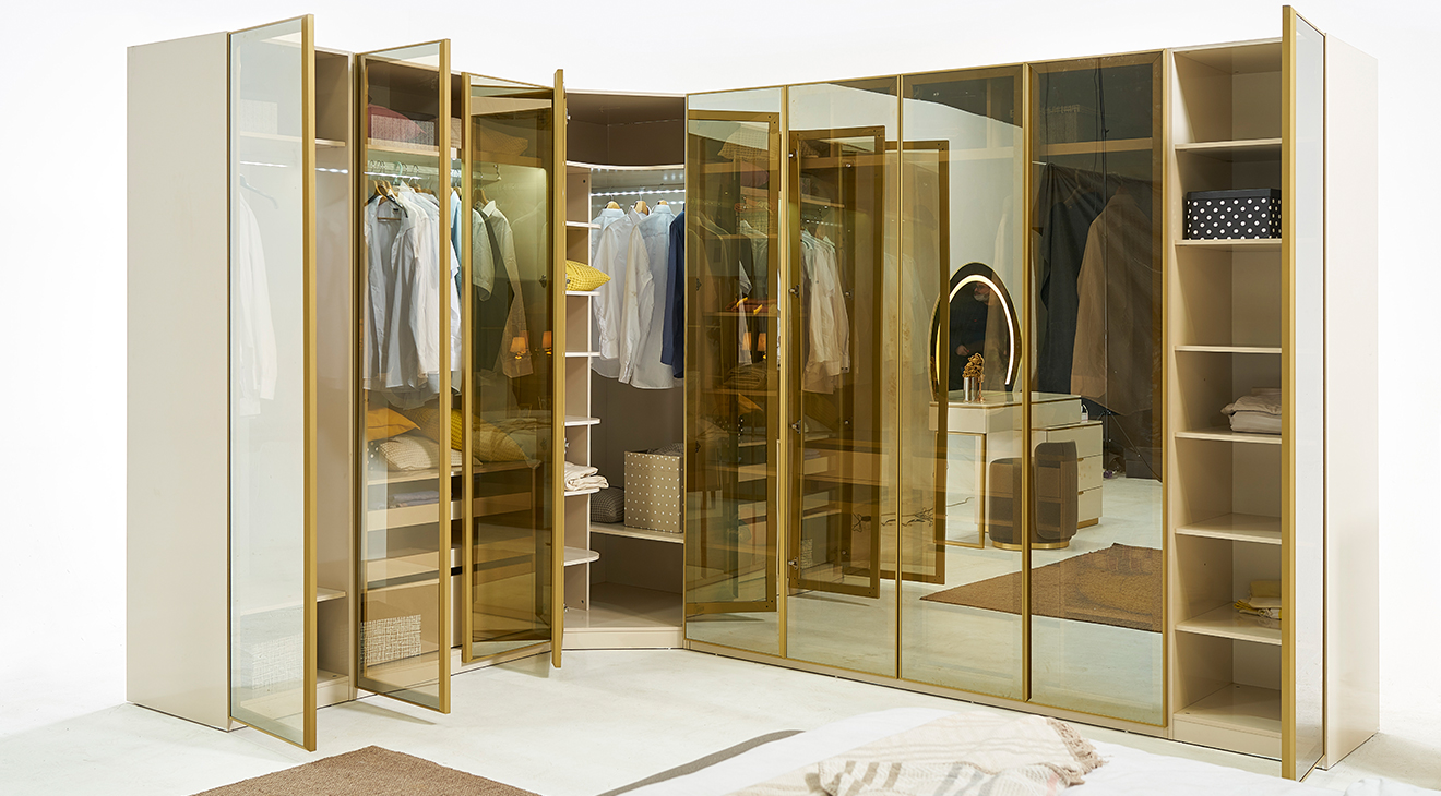 Kapadokya Köşe Dolaplı Yatak Odası Takımı Giyinme Odası