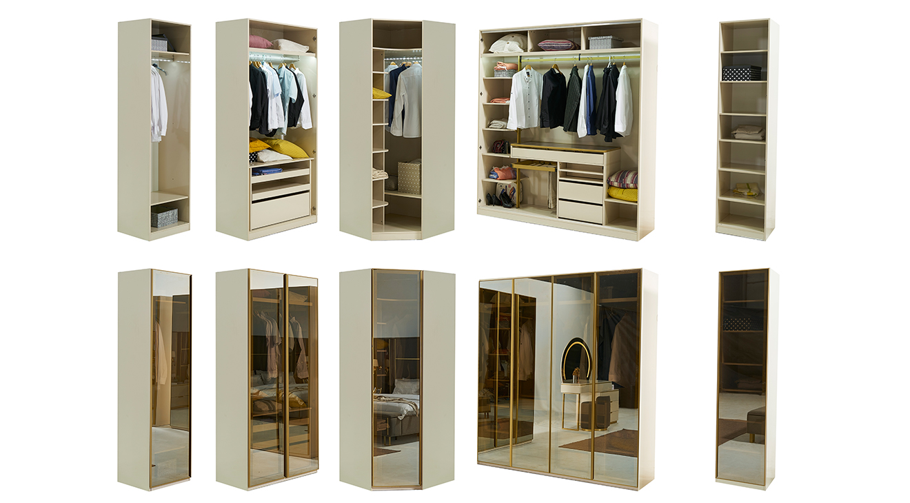 Kapadokya Köşe Dolaplı Yatak Odası Takımı Giyinme Odası