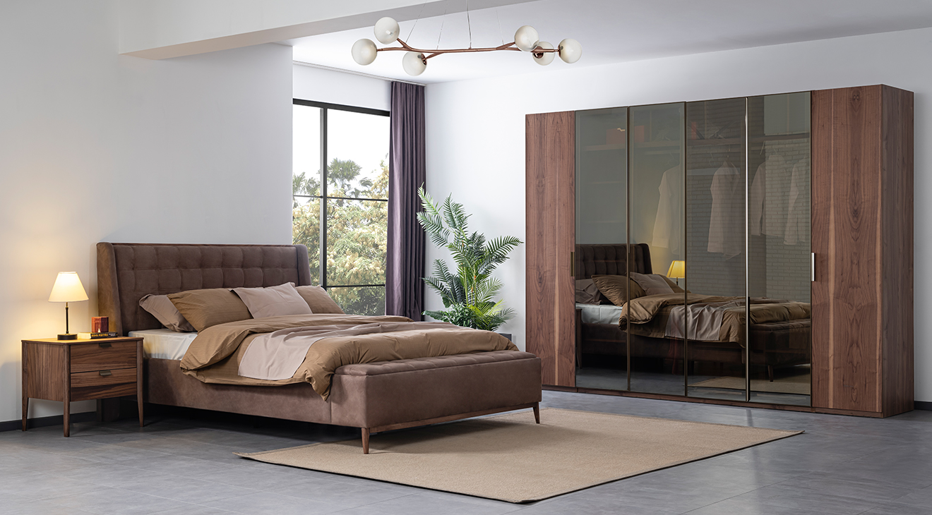 Antik 6 Kapaklı Ceviz Yatak Odası Takımı Yatak Odası