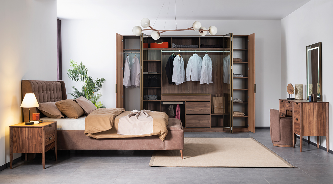 Antik 6 Kapaklı Ceviz Yatak Odası Takımı Yatak Odası