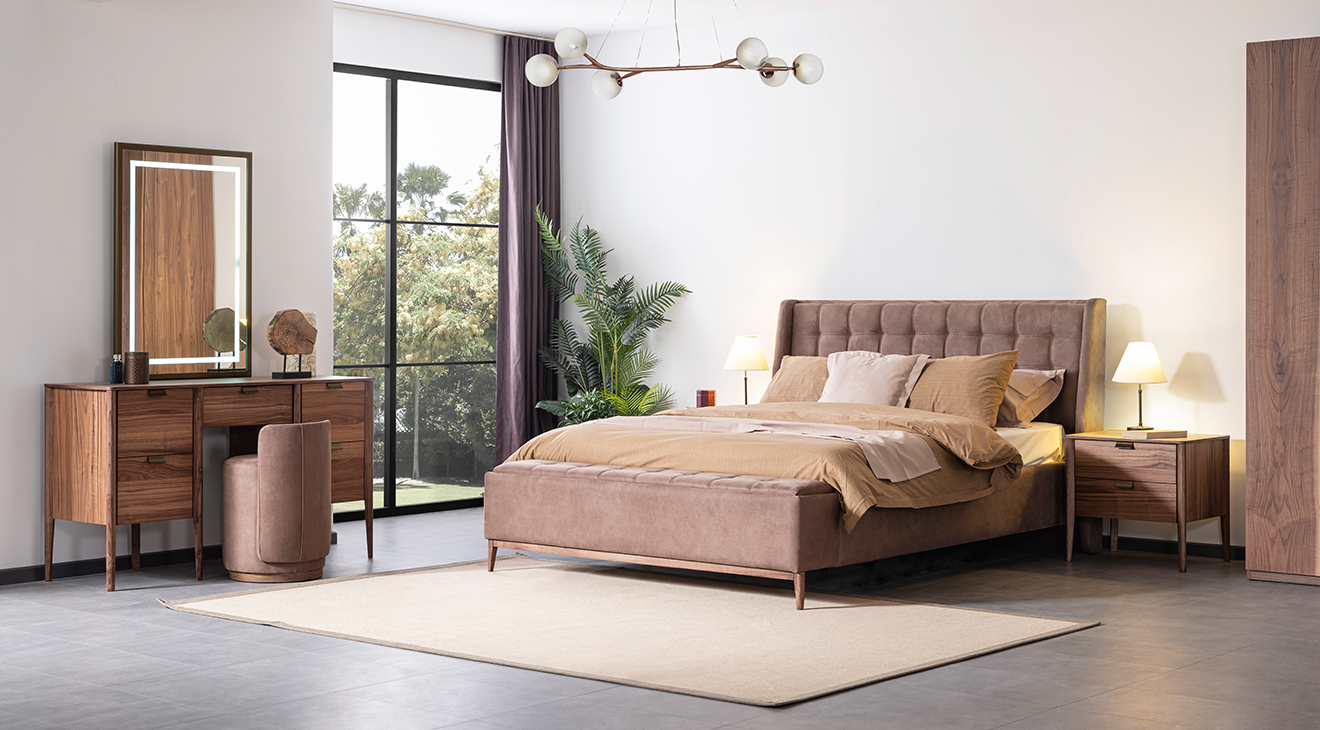 Antik 6 Kapaklı Ceviz Yatak Odası Takımı Yatak Odası