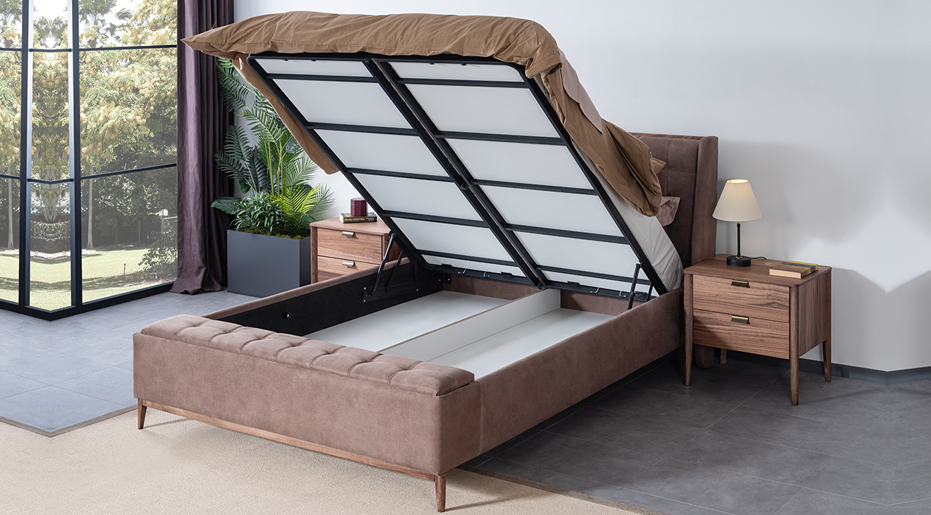 Antik Köşe Dolaplı Ceviz Yatak Odası Takımı Giyinme Odası