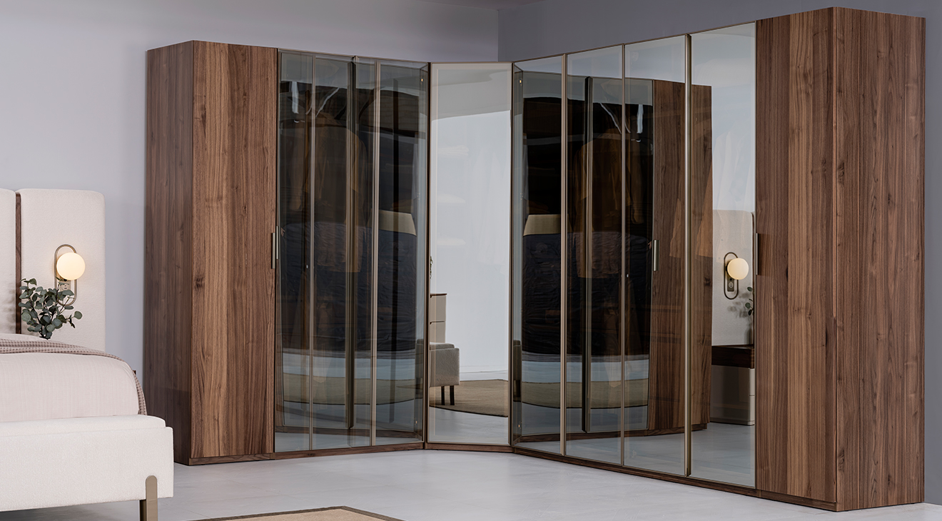 Bağdat Köşe Dolaplı Yatak Odası Takımı Köşe Dolap