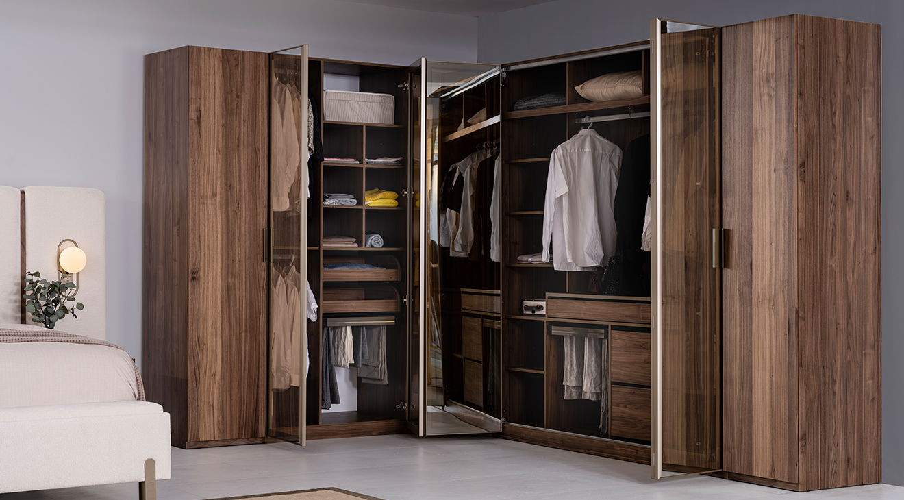 Bağdat Köşe Dolaplı Yatak Odası Takımı Köşe Dolap