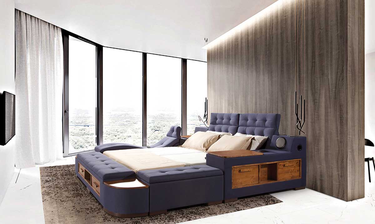 Luxe Life Mavi Masajlı Ses Sistemli Akıllı Karyola Akıllı Karyola