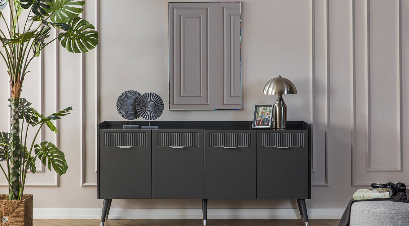 Tesla Antrasit Ahşap Ayaklı Yemek Odası Takımı Yemek Odası