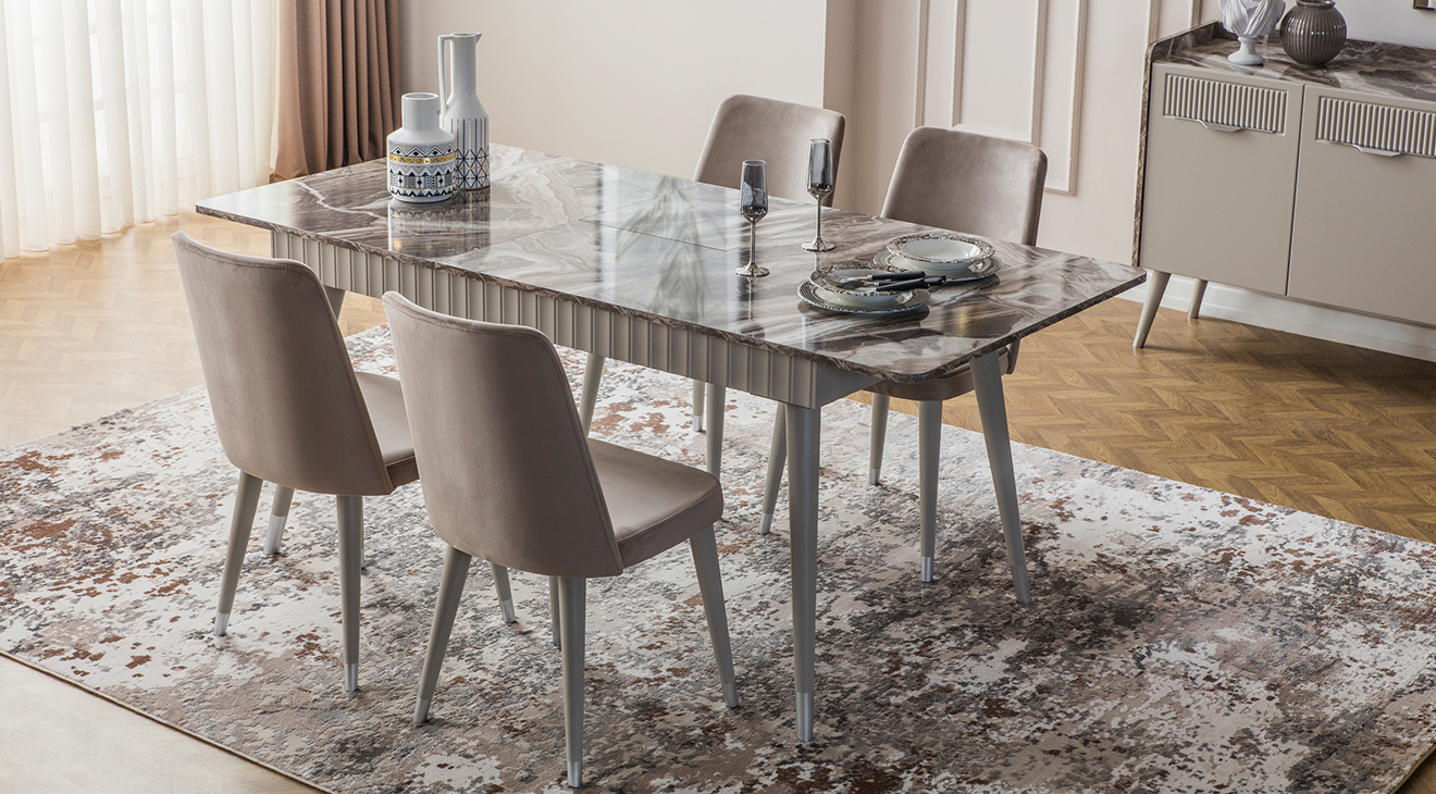 Tesla Ahşap Ayaklı Yemek Odası Takımı Yemek Odası