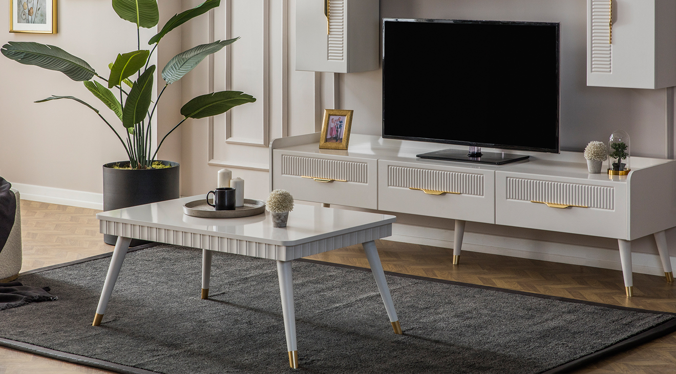 Tesla Aytaşı Ahşap Ayaklı Orta Sehpa Orta Sehpa