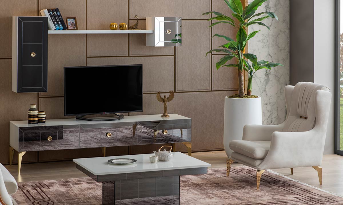 Lexus Gold Metal Ayaklı Tv Ünitesi TV Ünitesi