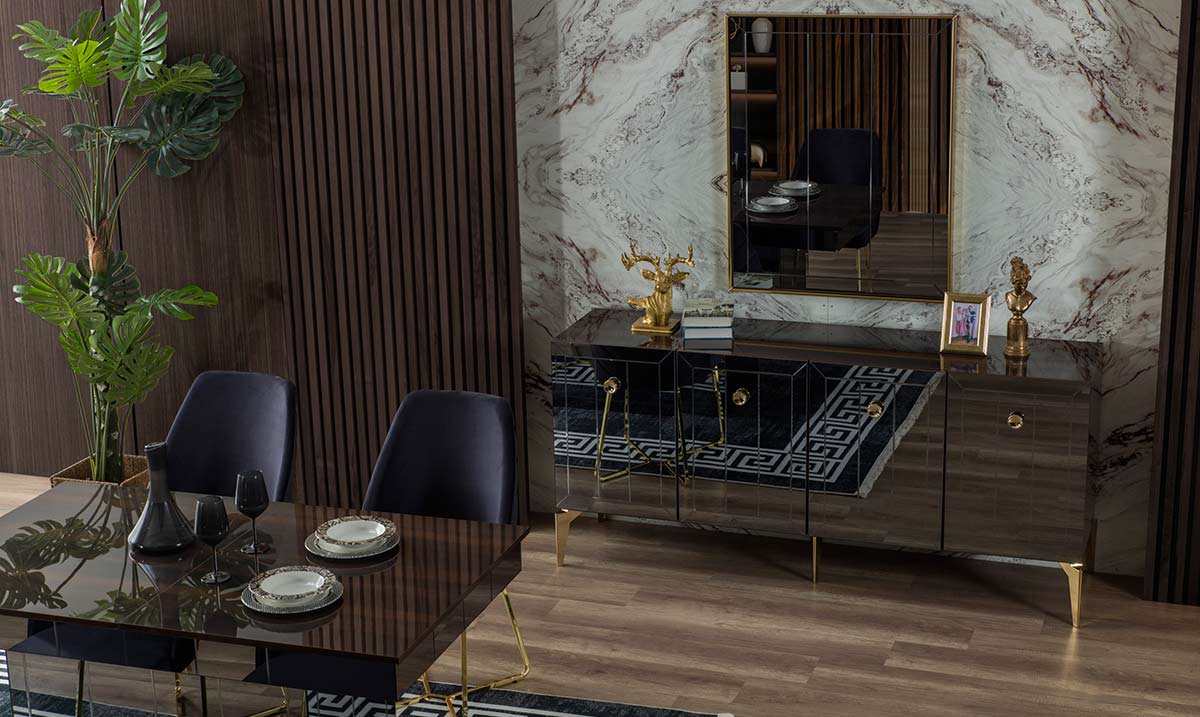 Lexus Ceviz Metal Ayaklı Yemek Odası Takımı Yemek Odası