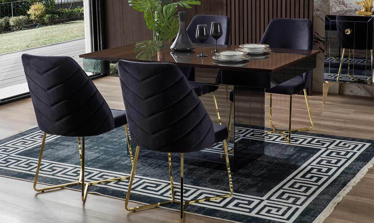 Lexus Ceviz Metal Ayaklı Yemek Odası Takımı Yemek Odası