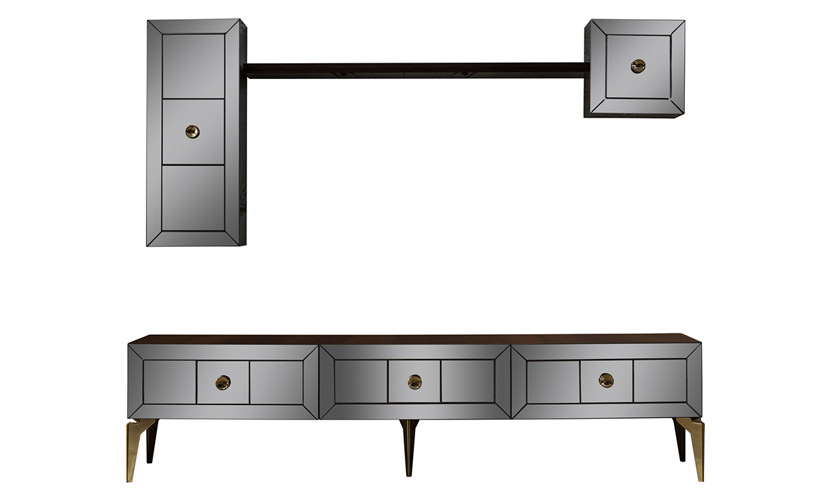 Lexus Ceviz Metal Ayaklı TV Ünitesi TV Ünitesi