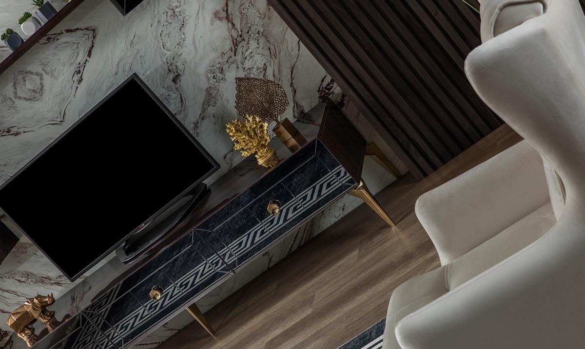 Lexus Ceviz Metal Ayaklı TV Ünitesi TV Ünitesi