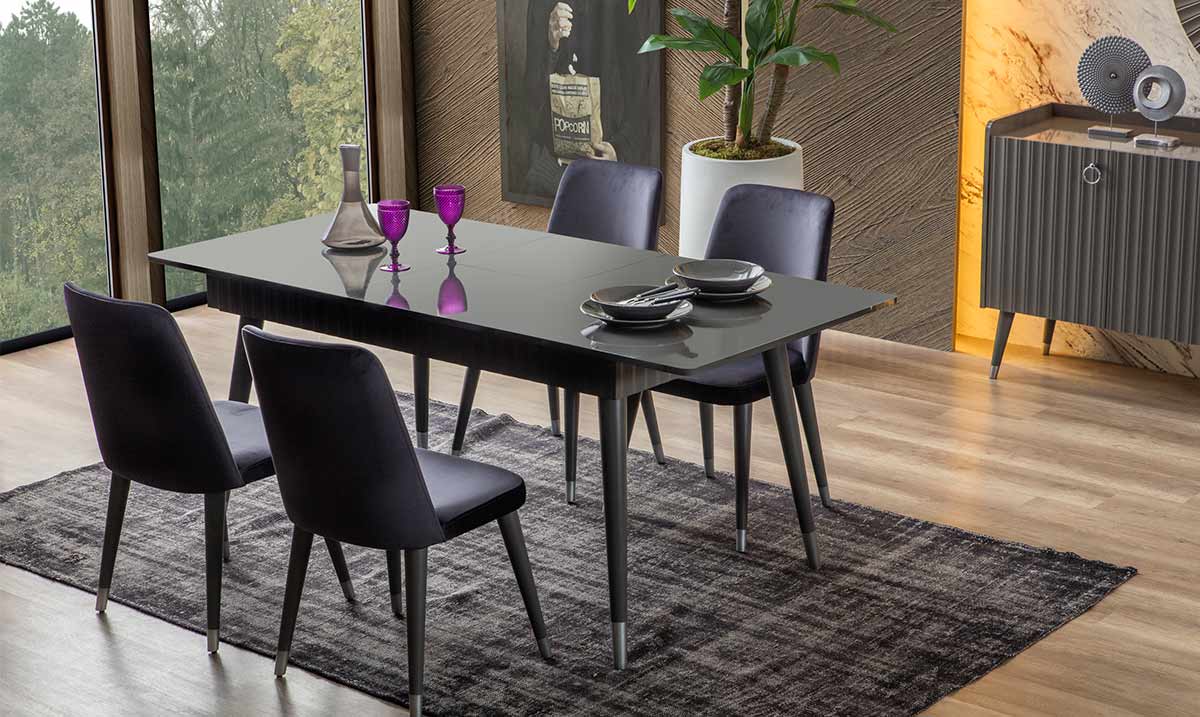 Almanya Antrasit Yemek Odası Takımı Yemek Odası