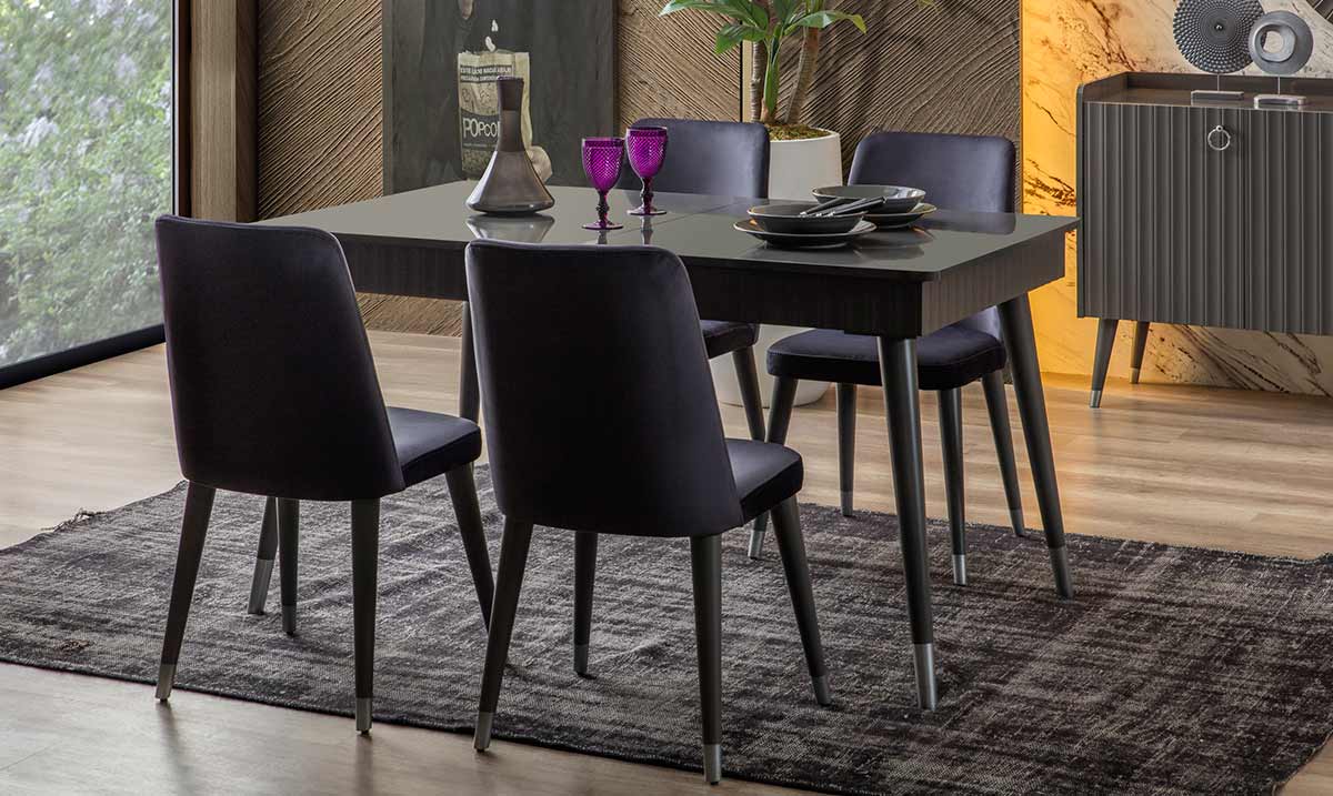 Almanya Antrasit Yemek Odası Takımı Yemek Odası