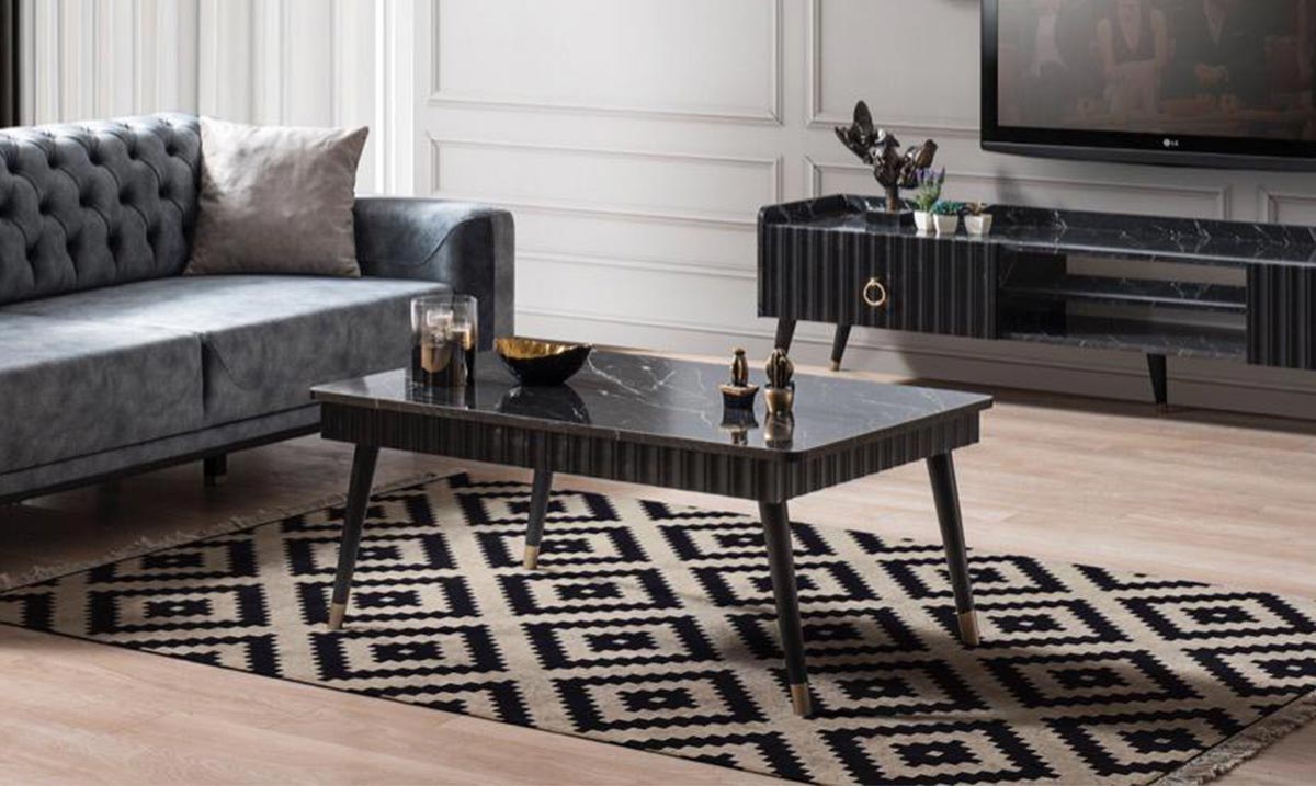 Almanya Siyah Mermer Desenli Orta Sehpa Orta Sehpa