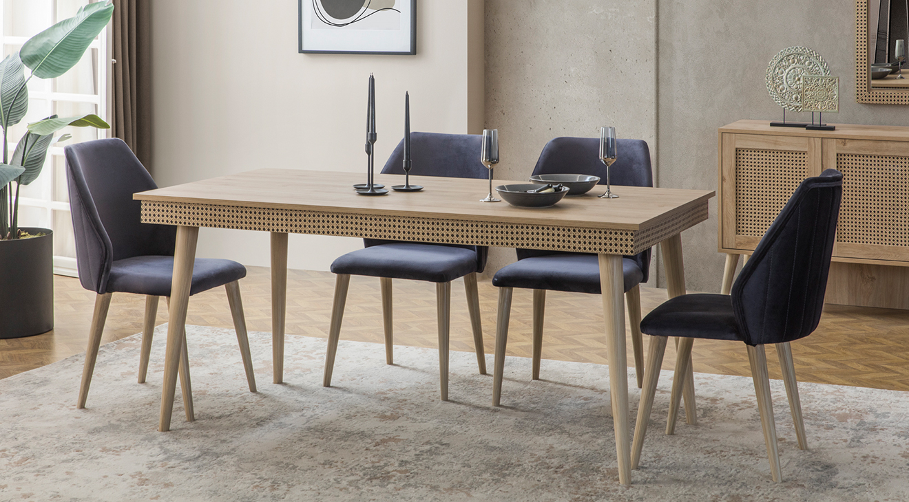 Hazeran Ahşap Ayaklı Yemek Odası Takımı Yemek Odası