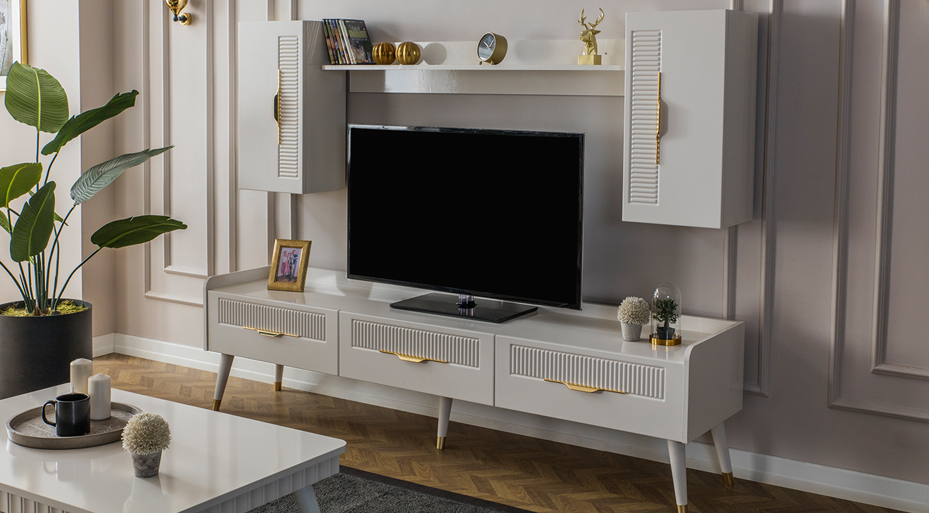 Tesla Ahşap Ayaklı Tv Ünitesi TV Ünitesi