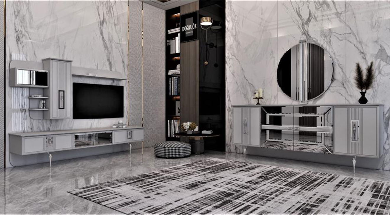 Majeste Sis Grisi Modern Yemek Odası Takımı Yemek Odası