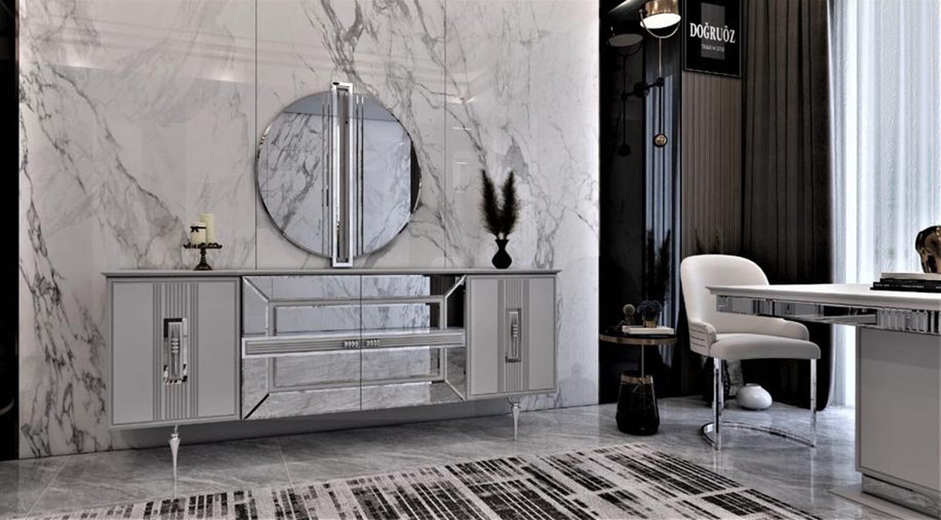 Majeste Sis Grisi Modern Yemek Odası Takımı Yemek Odası