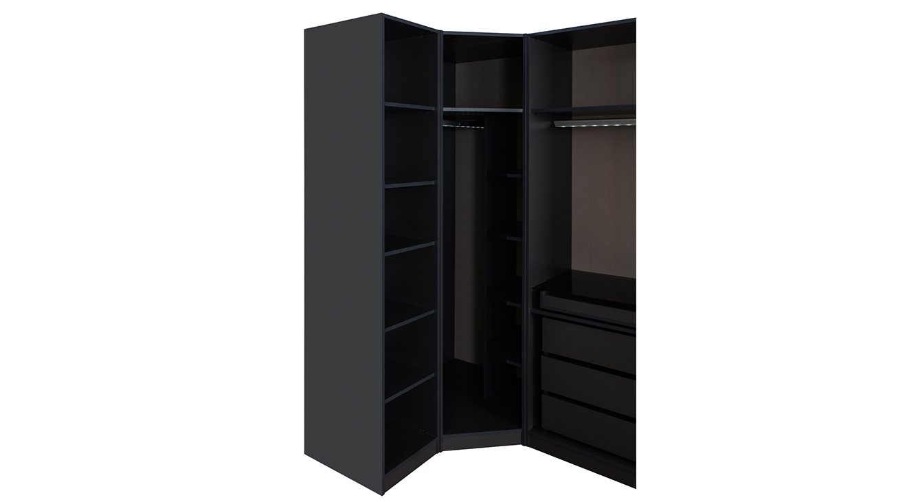 Bronze Antrasit Köşe Dolaplı Yatak Odası Takımı Giyinme Odası